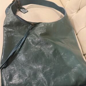 Coach Teal Leather Shoulder Hobo Bag